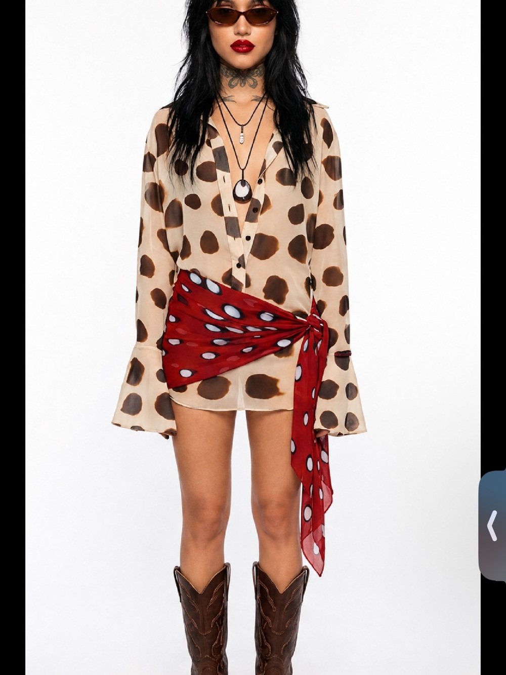 Red Polka Dot Tie-Style Mini Skirt